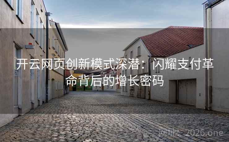 开云网页创新模式深潜：闪耀支付革命背后的增长密码