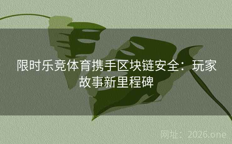 限时乐竞体育携手区块链安全:玩家故事新里程碑 第2张 限时乐竞体育携手区块链安全:玩家故事新里程碑 第2张